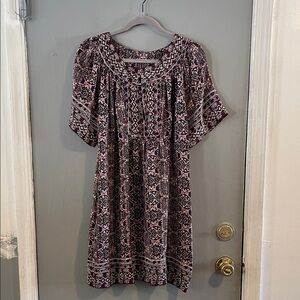 Calypso St. Barth silk geometric boho chic flowy peasant dress Small